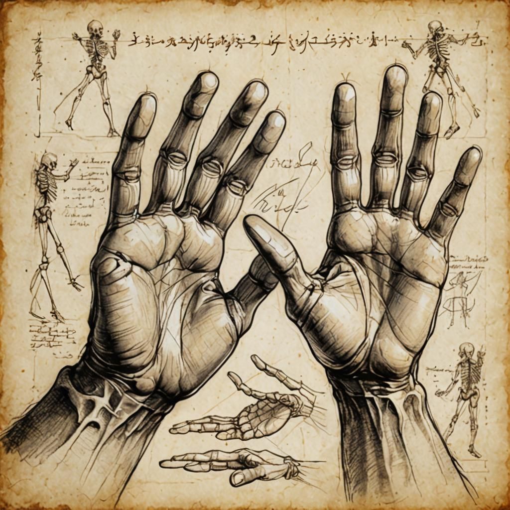 High Five: Anatomical Sketch in Da Vinci Style