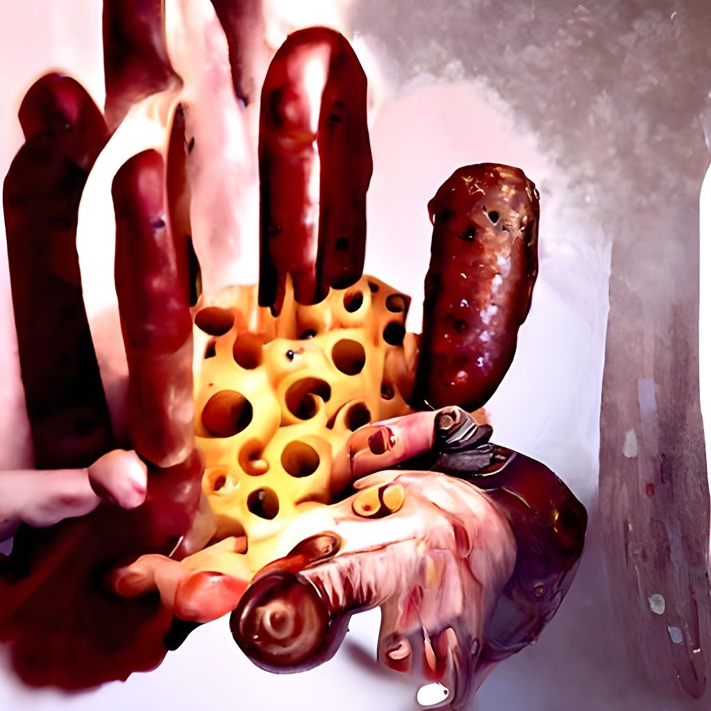 Surreal Figures in Futurism Folk Art Style