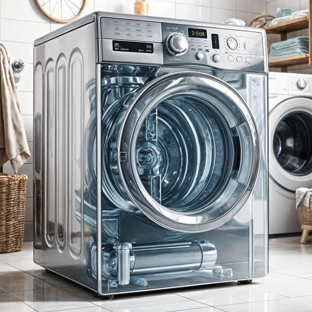 Transparent Washing Machine Revealing Internal Mechanics