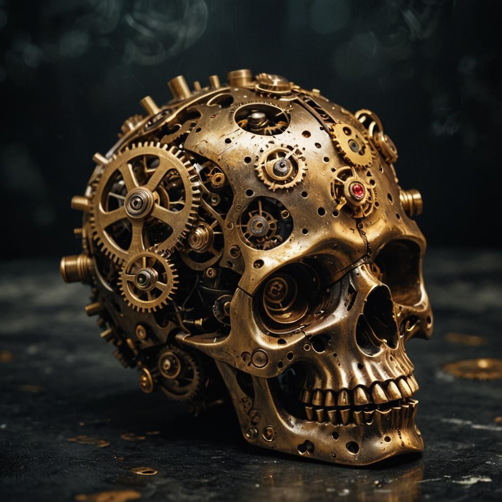 Steampunk Skull with Gears and Cogs