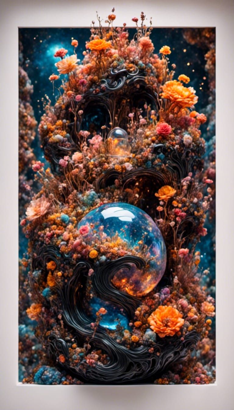 Psychedelic Earth Globe in a Dark Wormhole