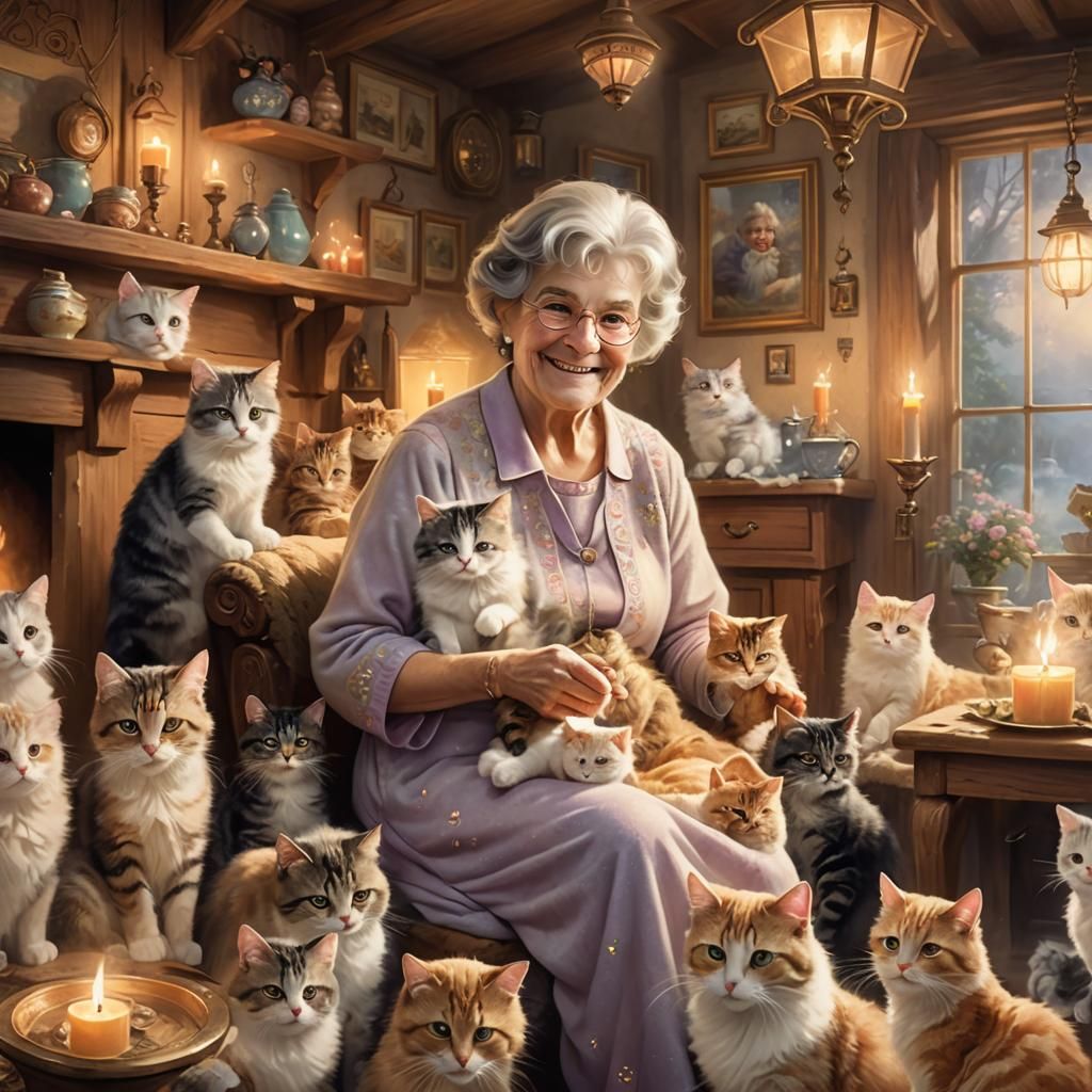 fat granny with cats