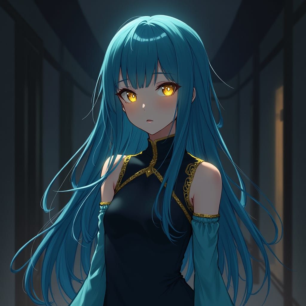 Mysterious Anime Girl in a Dark Room