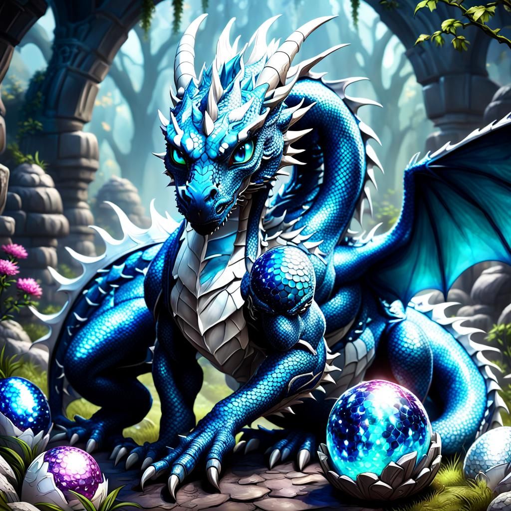 Dragon Mother Protecting Eggs: Fantasy Concept Art