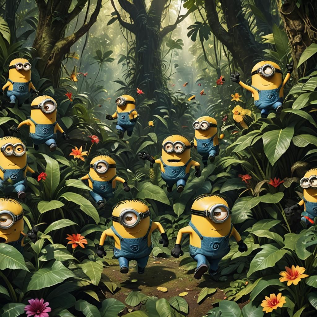 Minions Running Wild: Hyperrealistic Jungle Adventure