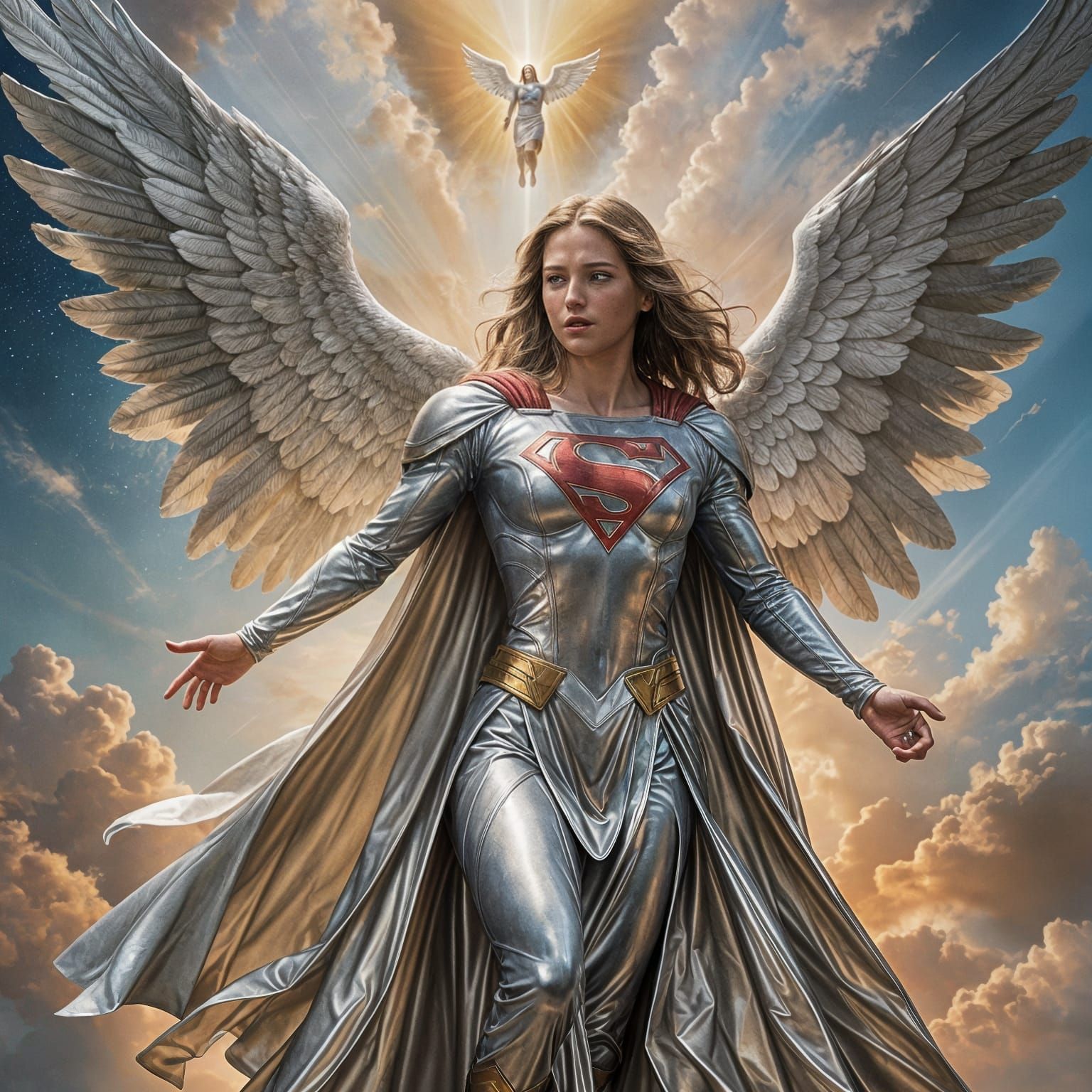 Supergirl Receives Blessing in Heaven: Photorealistic Waterc...
