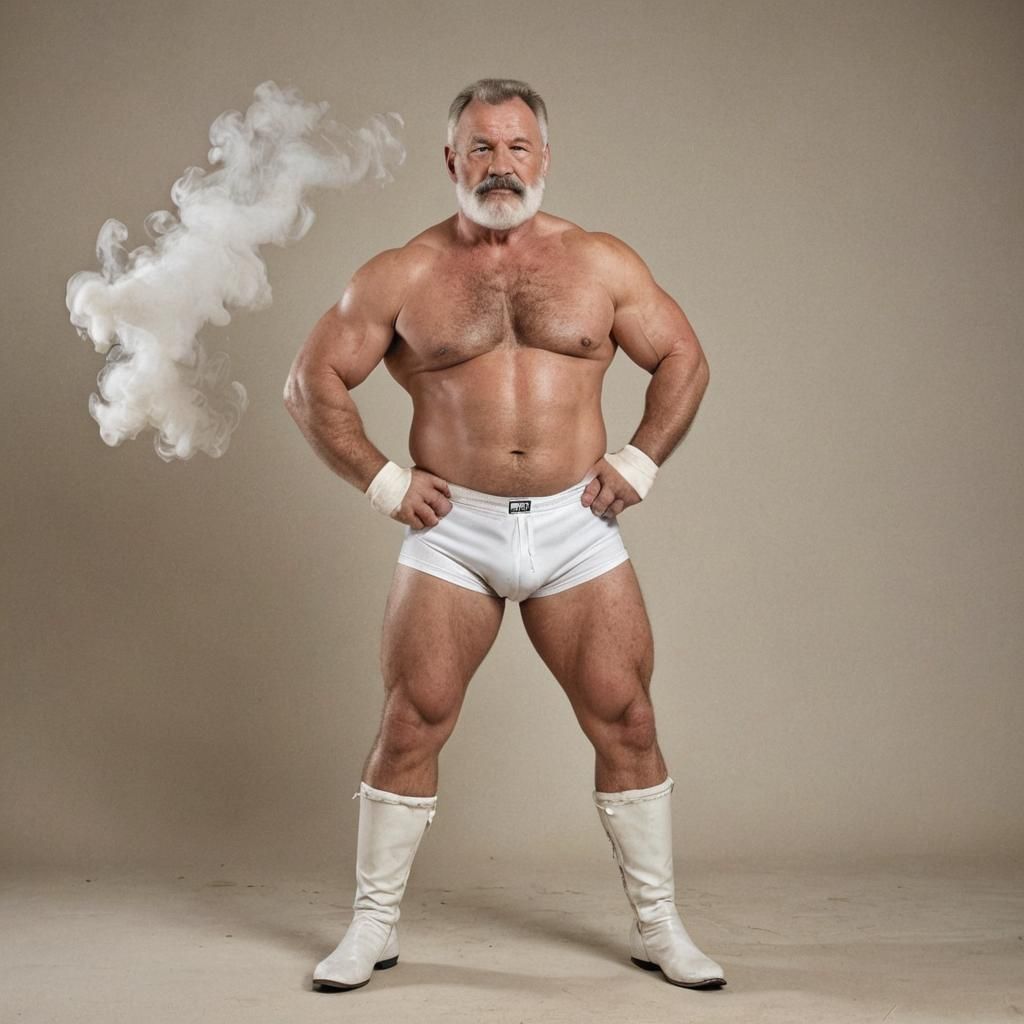 Beefy Lithuanian Wrestler Poses Victoriously