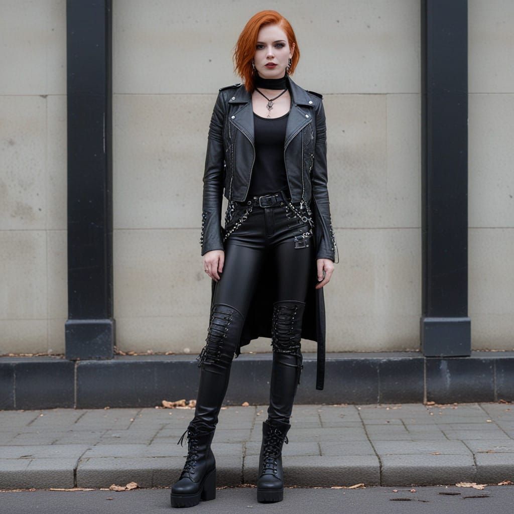 Goth Girl in Cyberpunk Fashion