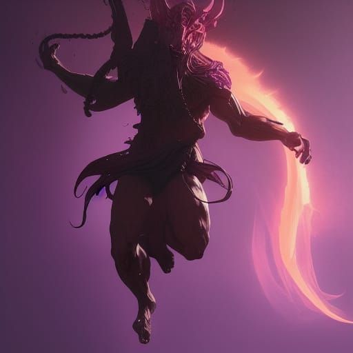 Floating Purple Demon Concept Art in 8K