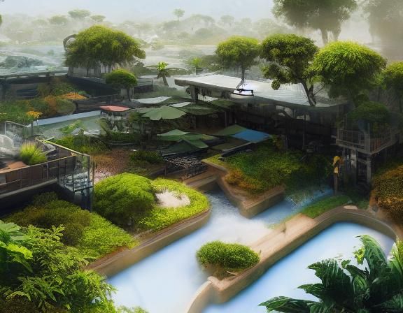 Tropical Leaves with Gold Accents in Pastel Hues