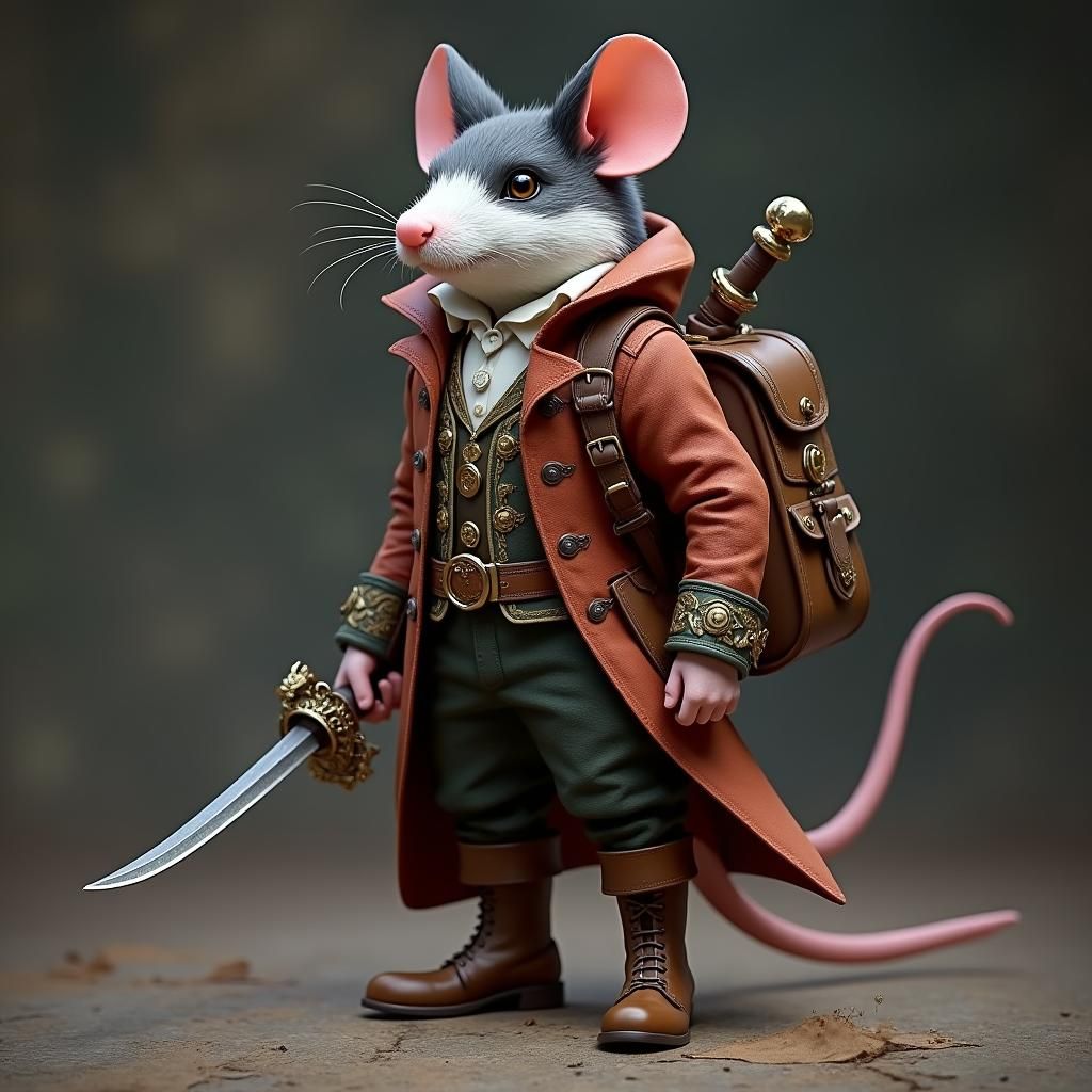 Regal Mouse Explorer in Detailed Matte Painting Style