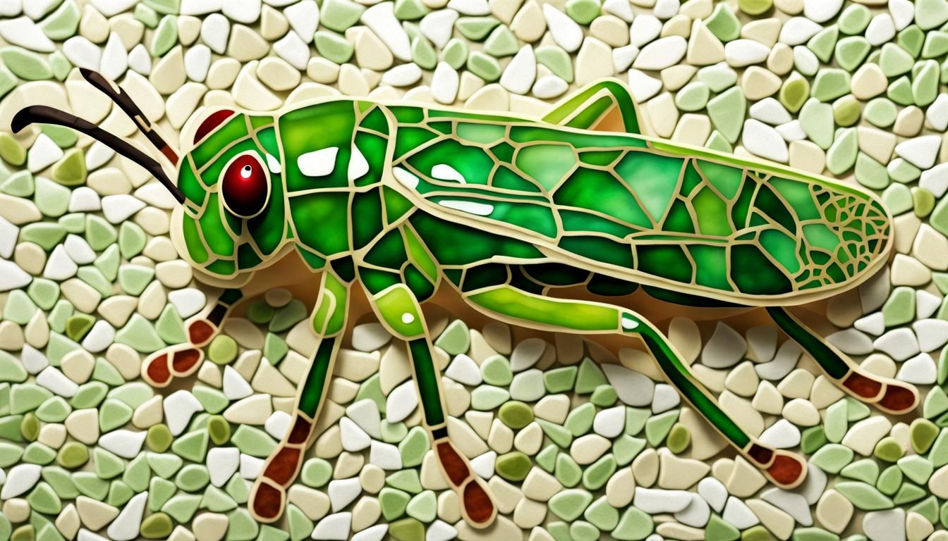 Translucent Mosaic Grasshopper in Natural Hues