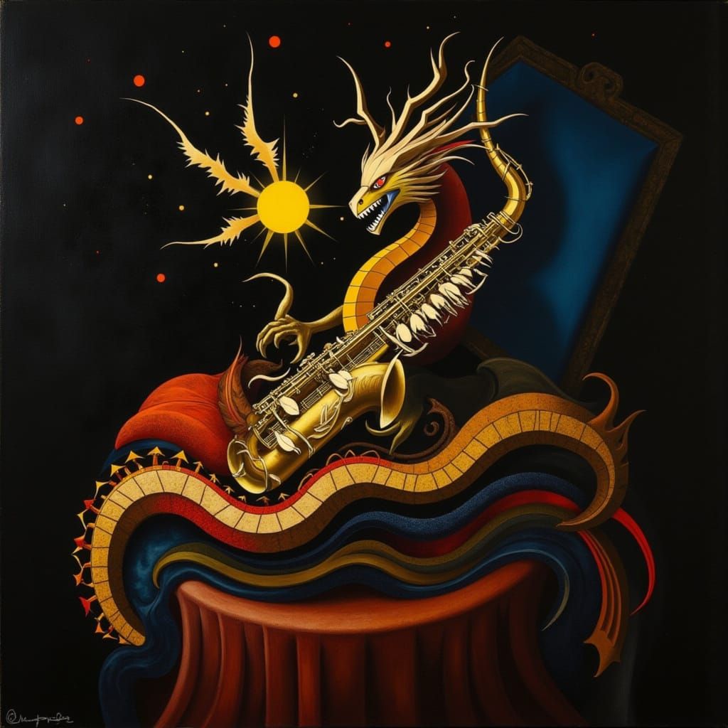 Magical Saxophone in Caravaggio Oil Painting Style