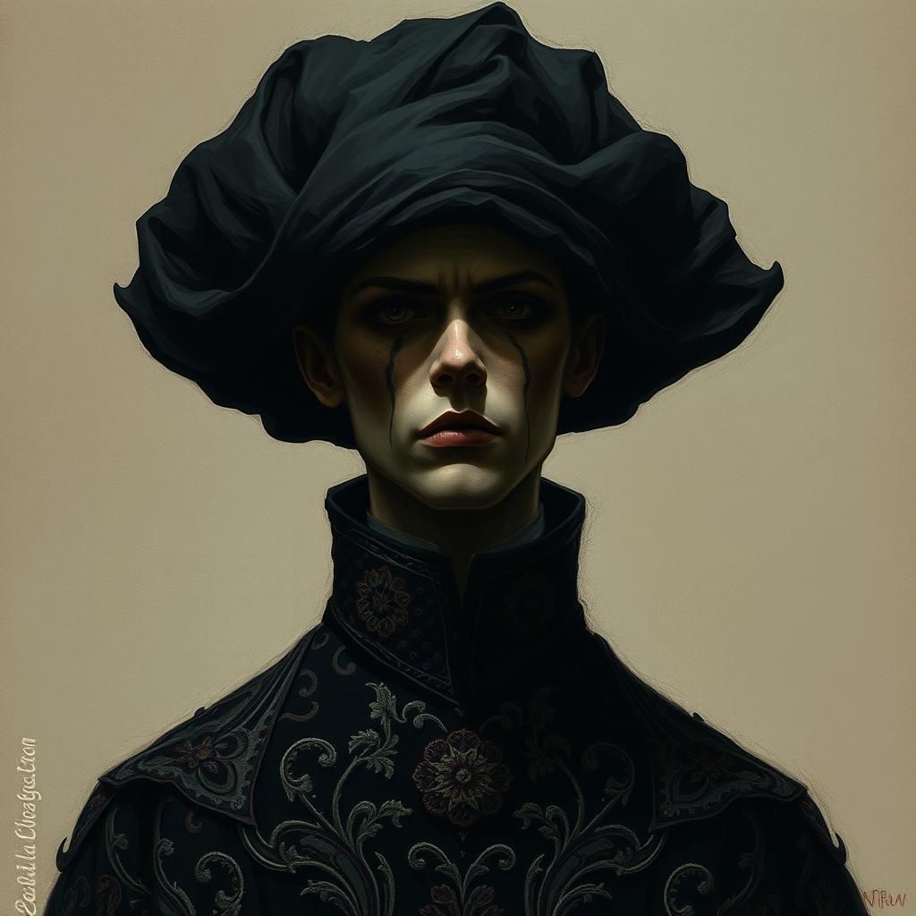 Brooding Figure in Dark Fantasy Style