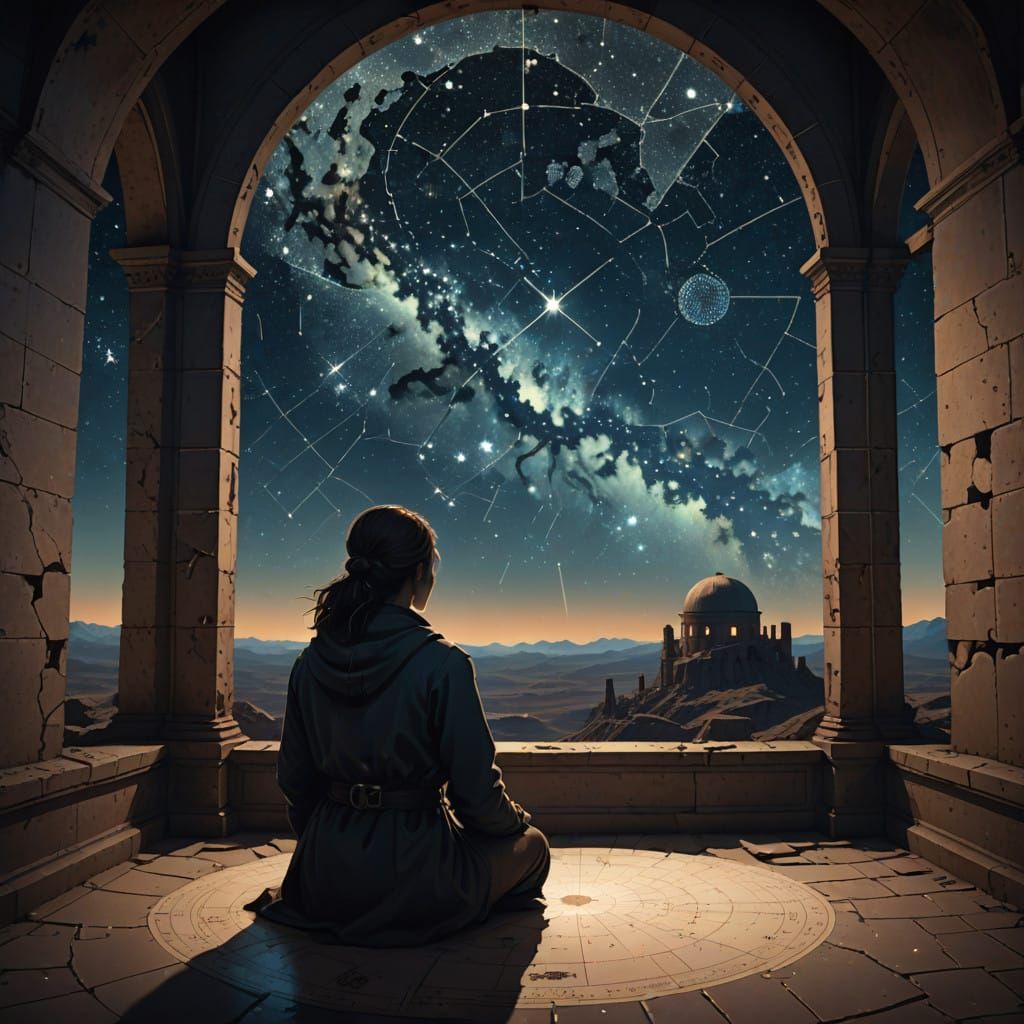 Cosmic Cartographer Lost in Abandoned Observatory