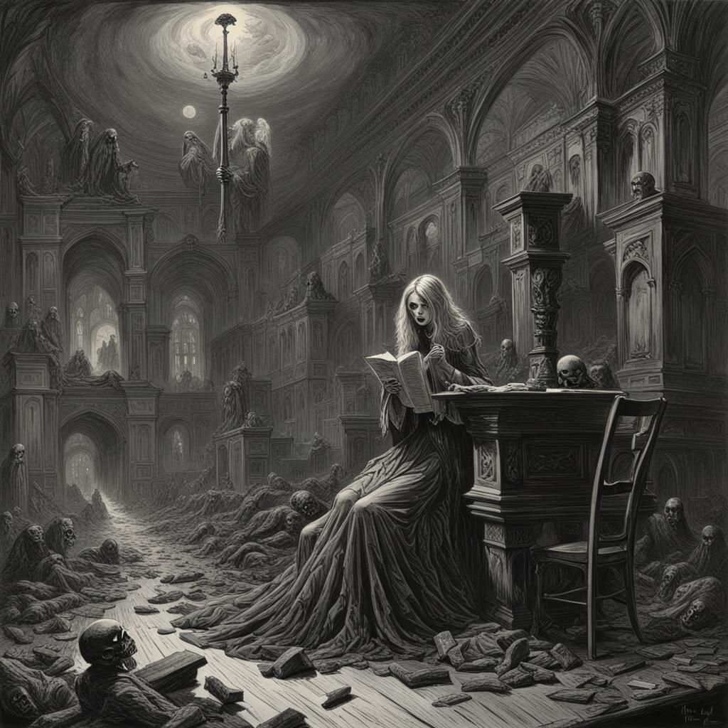 Horror Portrait in Engraving Style