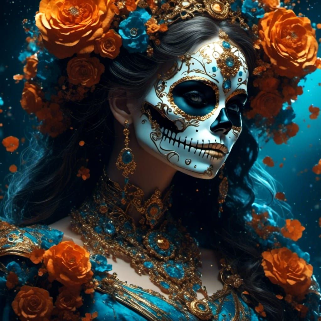 <lora:catrina:1.0> Day of the dead woman, mysterious and beautiful