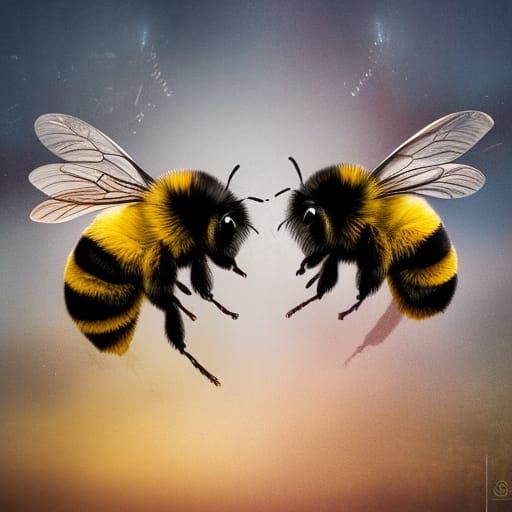 Best Friends Forever: Two Bumblebees in T-Shirts