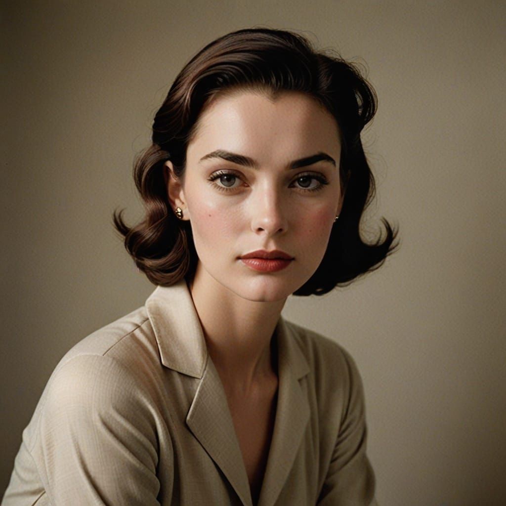 Mid-Century Editorial Portrait with Relaxed Hands