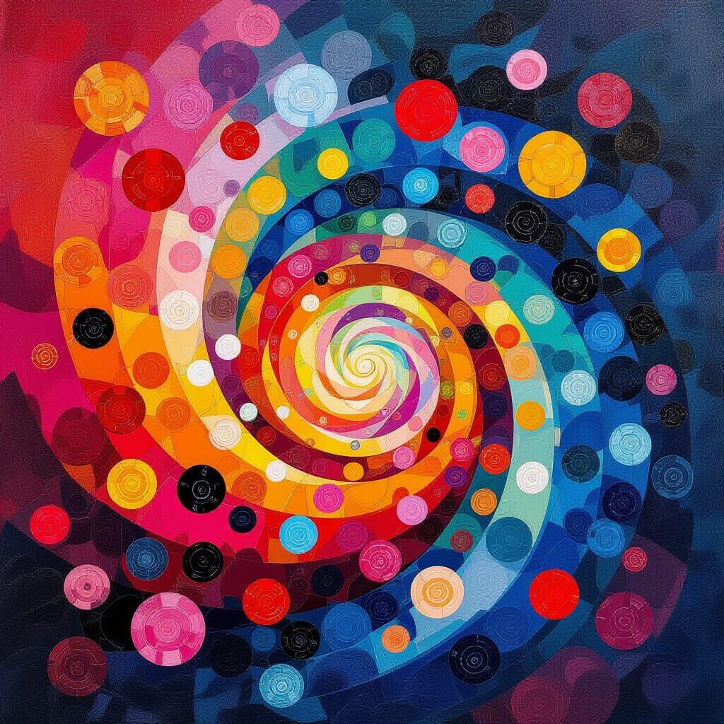 Hypnotic Abstract Landscape in Rothko, Riley, Murakami Style