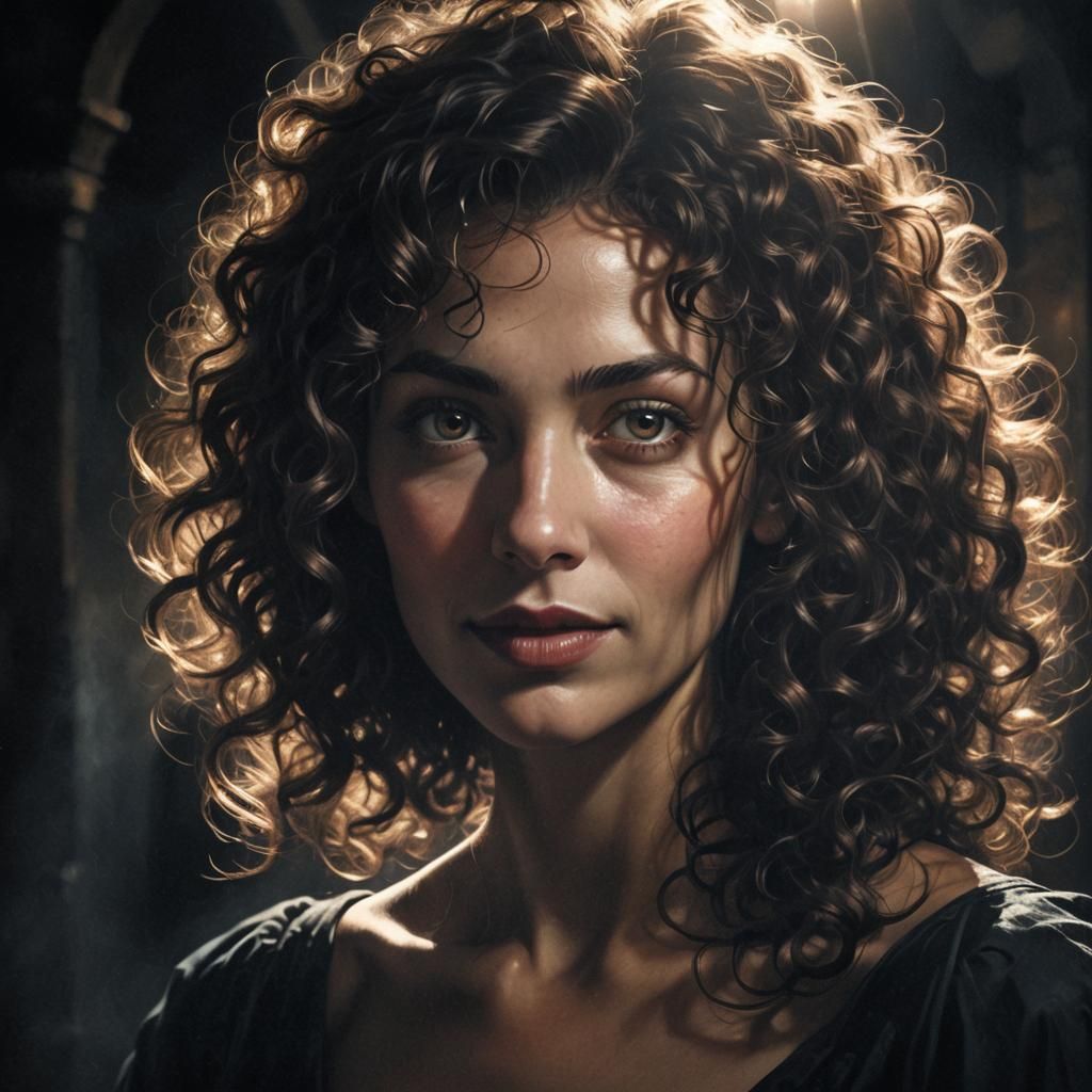 Mysterious Woman in Dark Fantasy Pencil Portrait