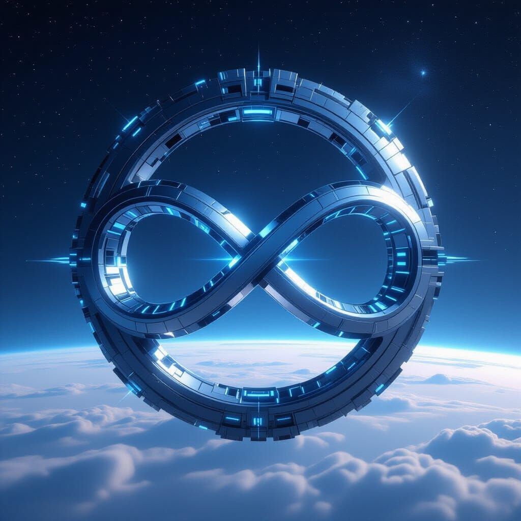 Futuristic Space Gate Shaped as Infinity Symbol