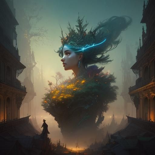 Majestic Nature Goddess Emerges from Storybook