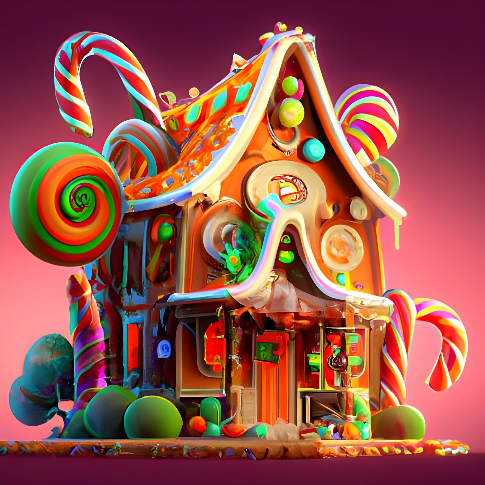 Sweet Gingerbread House in Pixar Style