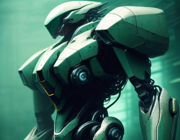 Sci-Fi Mecha in Dark Hangar: Surreal Concept Art