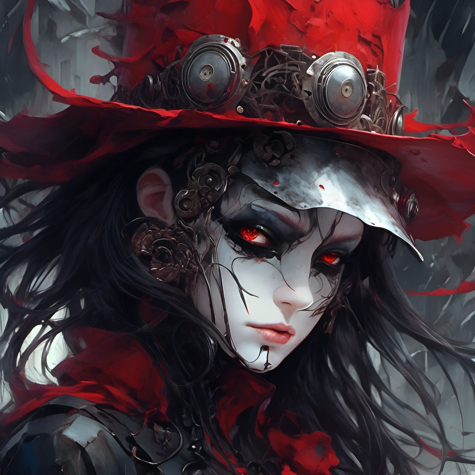 Anime Girl with Ergo Proxy Mask in 3D Style