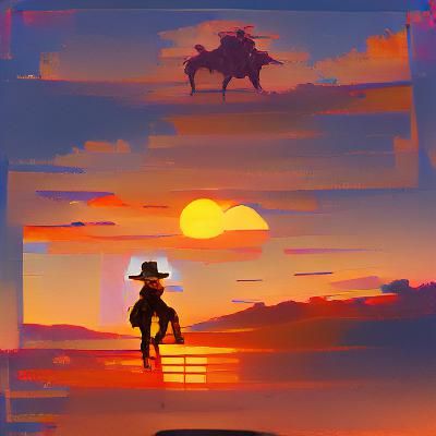 Cowboy Silhouette at Sunset
