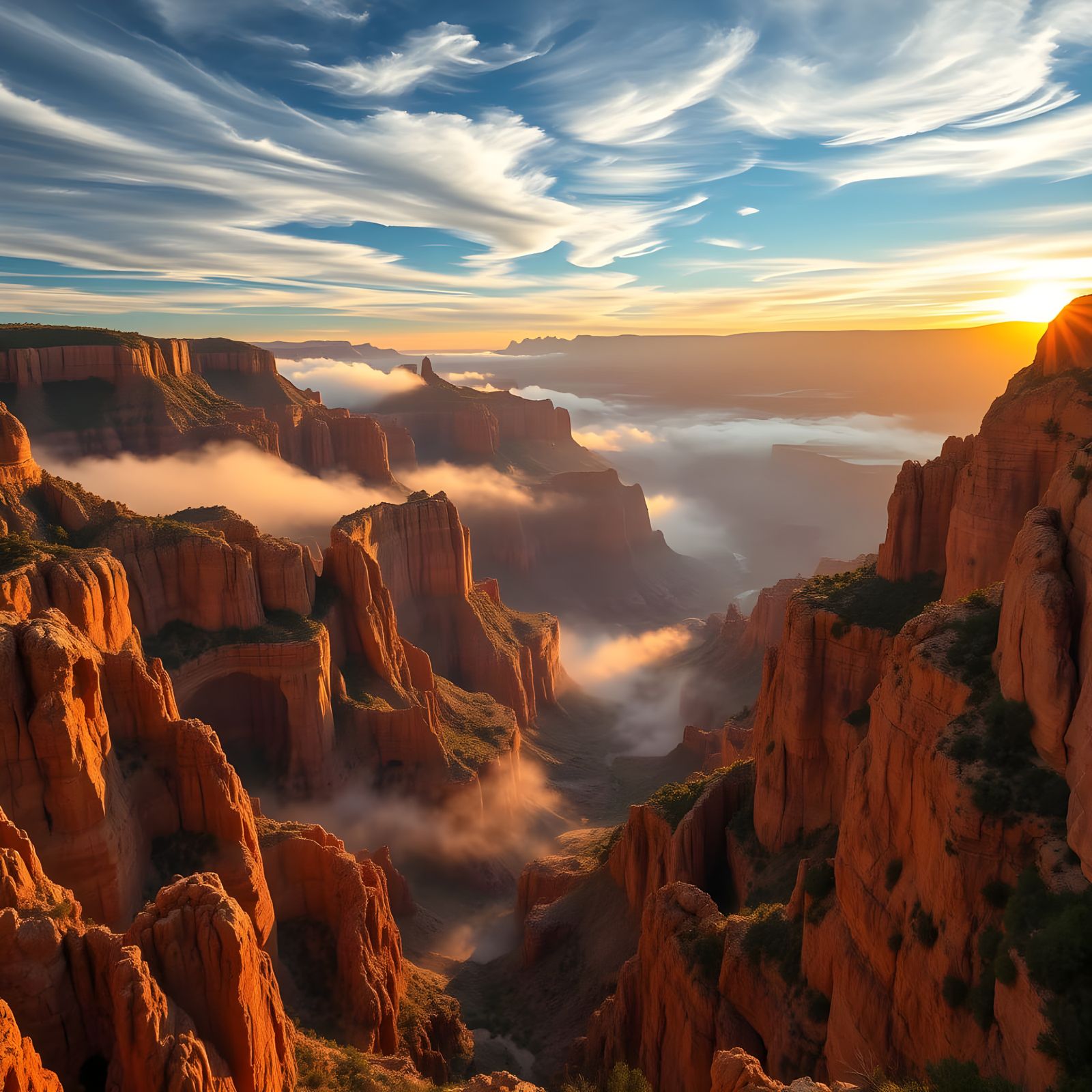 Vast Canyon at Sunrise in Vibrant Color