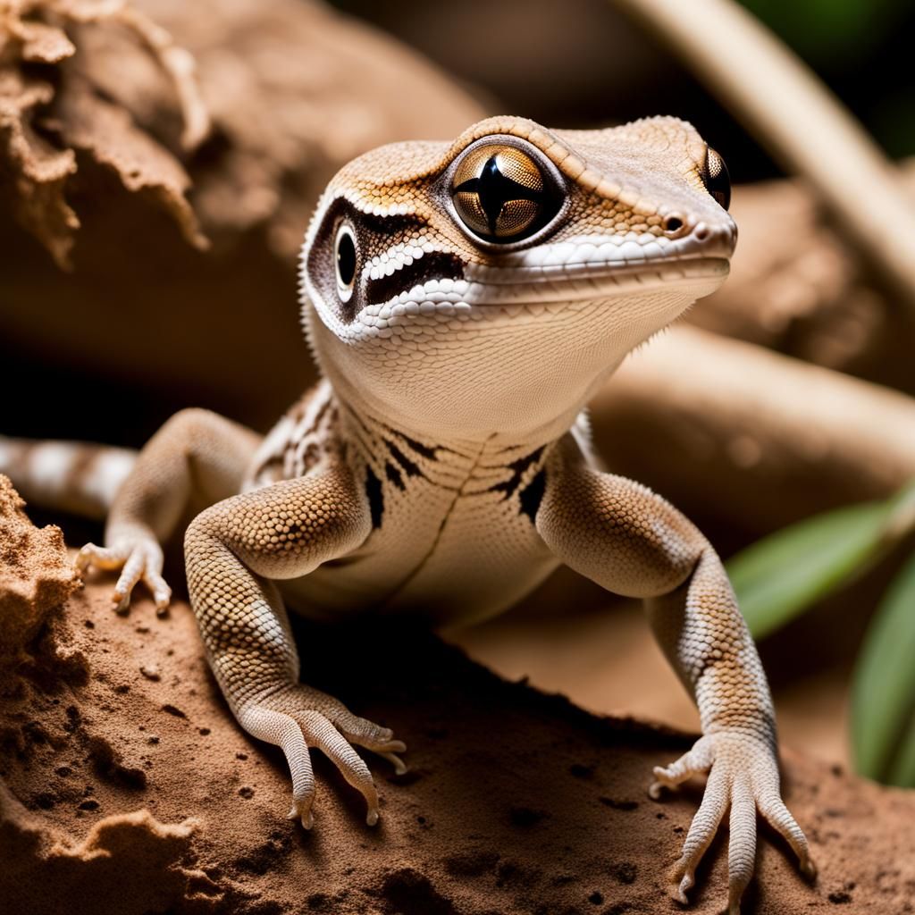 Coastal Ring-Tailed Gecko in Natural Habitat: Hyperrealistic...