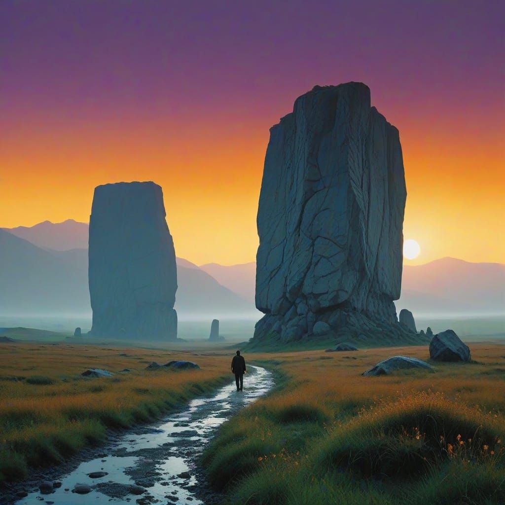 Majestic Himalayan Sunset with Ancient Ice Stonehenge