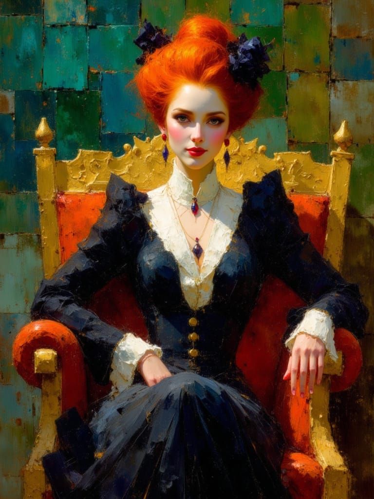 Impressionist Portrait of a Regal Vampire Queen