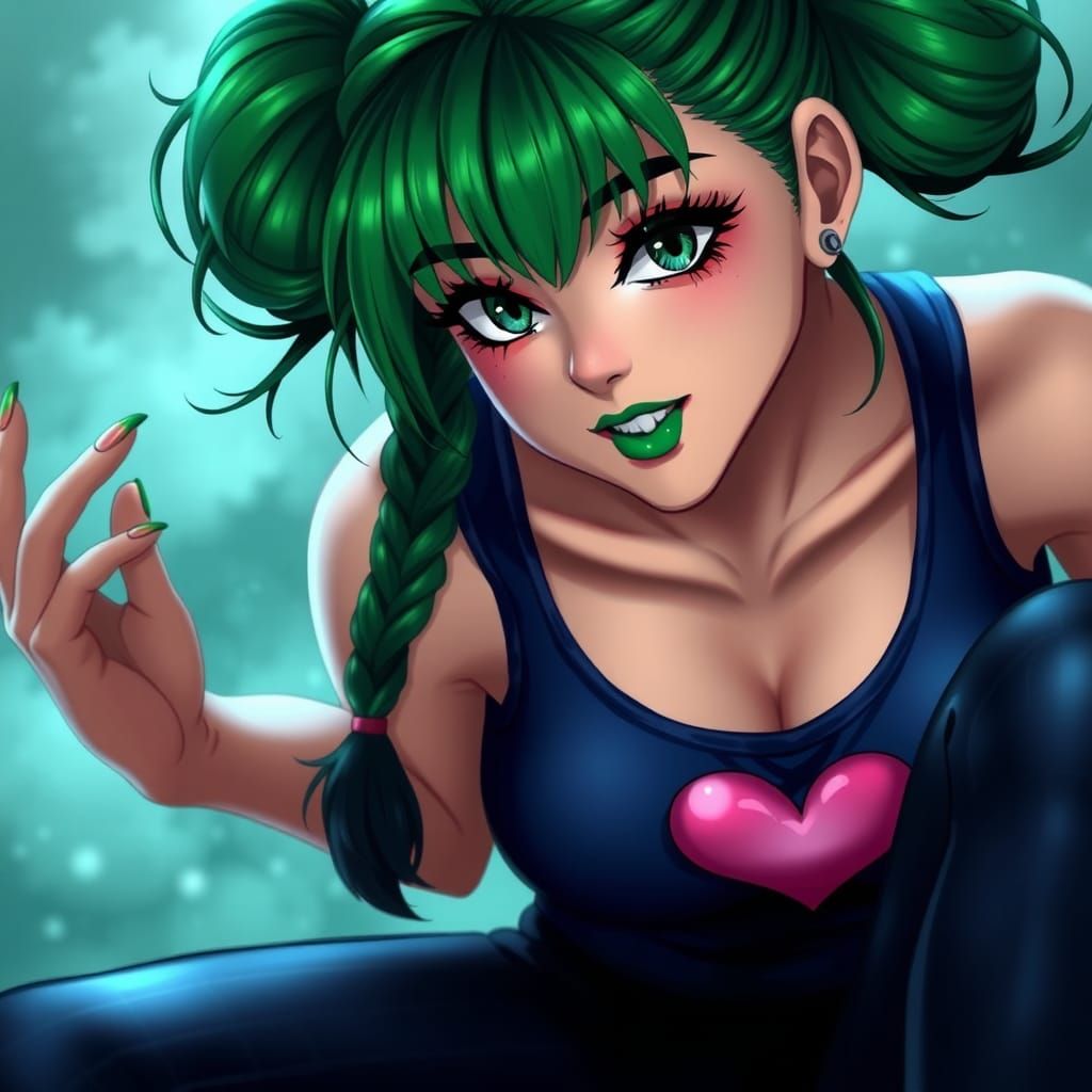 Jolyne Cujoh Anime Portrait in Ethereal Style