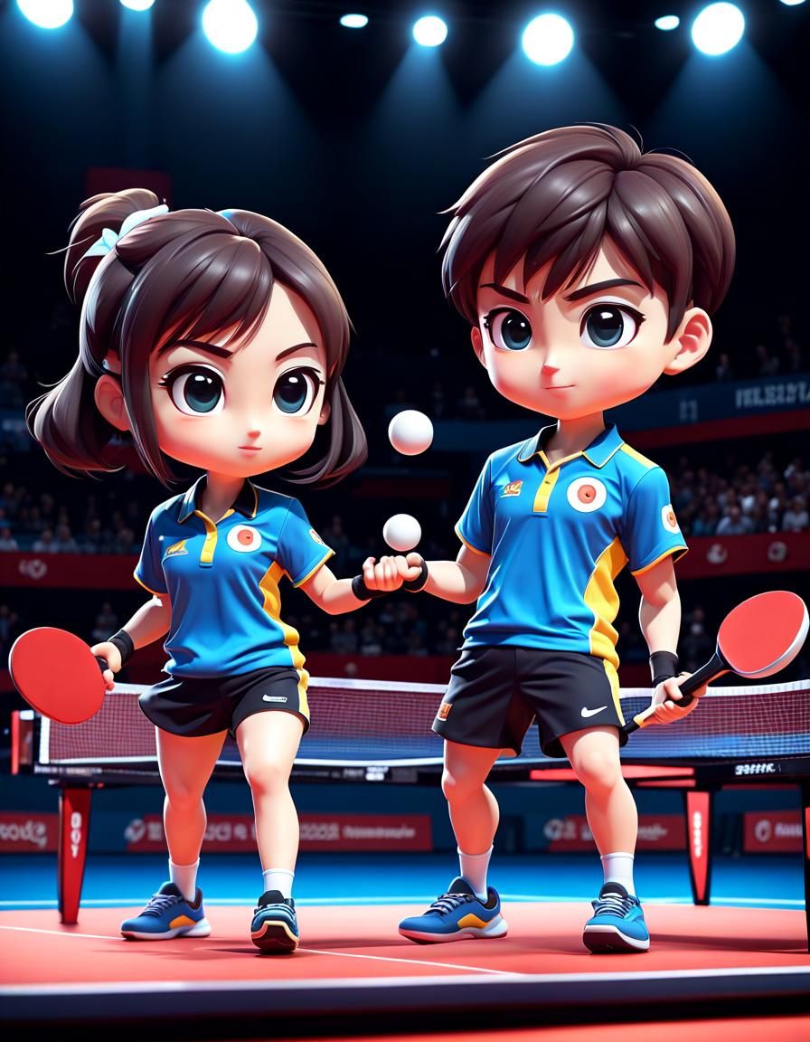 Chibi Table Tennis Athletes in 8K Style
