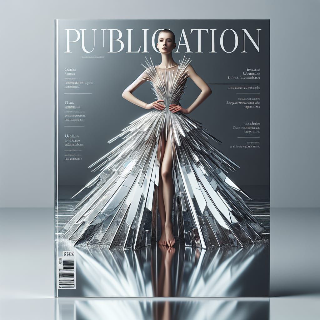 Avant-Garde Model in Mirrored Glass Haute Couture