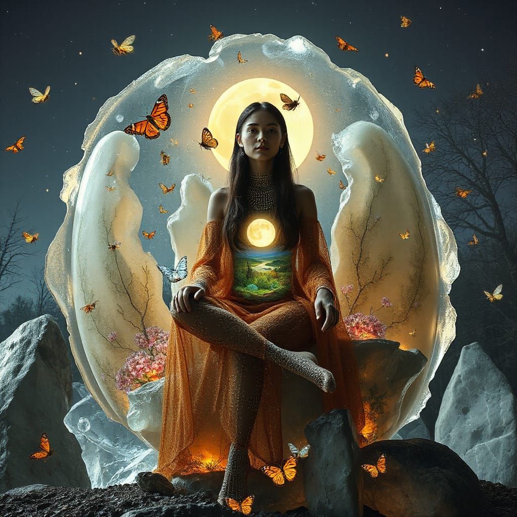 Sculptor Inside Abstract Creation, 1970s Surreal Bio-Art