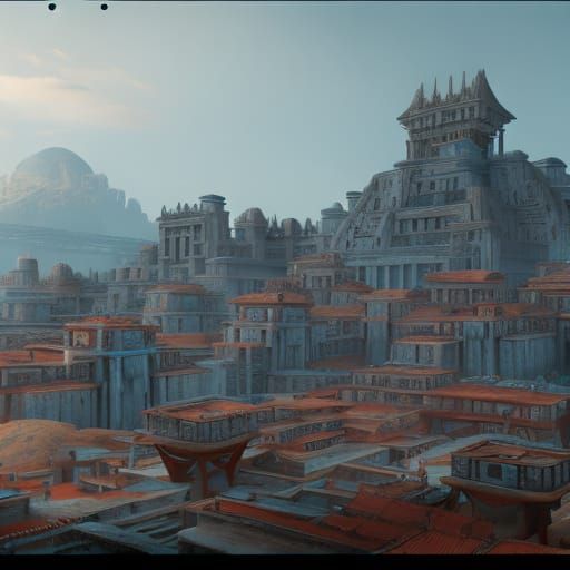 Grand Architectural Fusion: Roman, Aztec, Mayan Cityscape