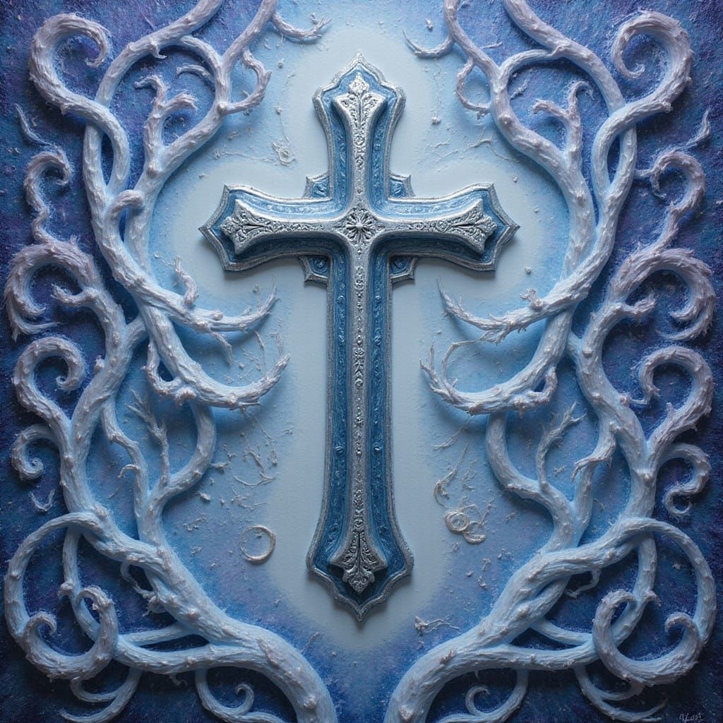Ethereal Spiritual Abstraction with Celestial Cross