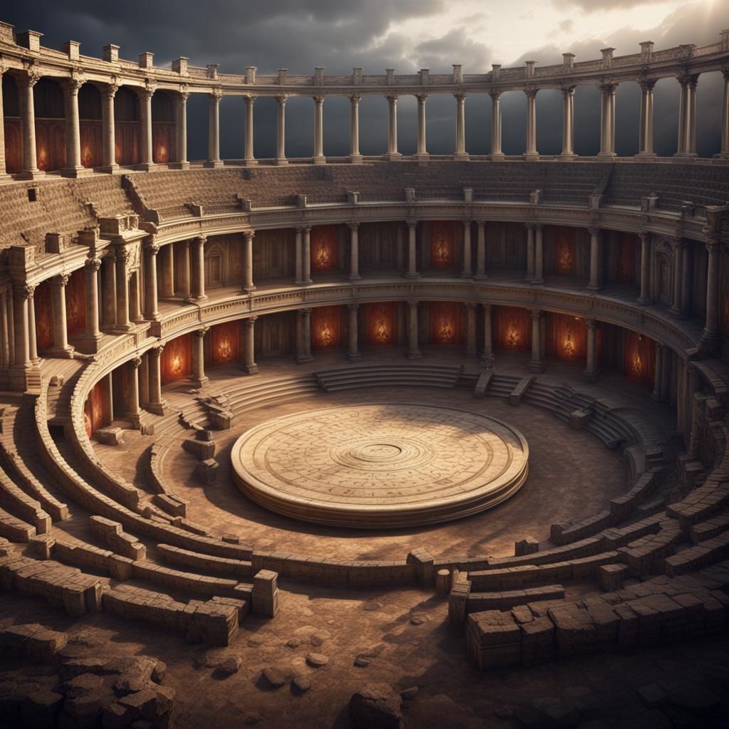 Hamlet in Roman Amphitheater: Cinematic Concept Art