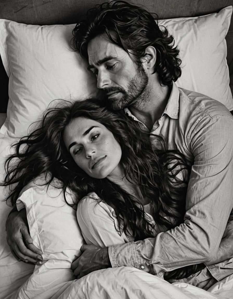 Intimate Pillow Scene with Man and Woman