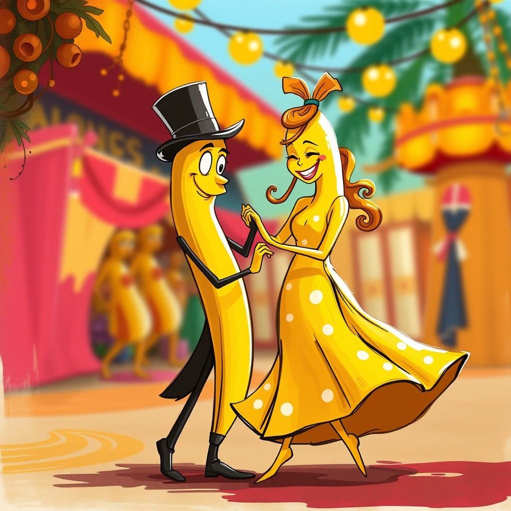 Dancing Bananas in Vibrant Carnival Style