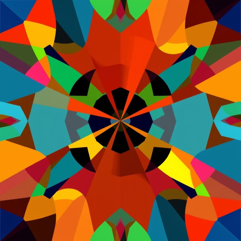 Vibrant Geometric Abstraction with Kaleidoscopic Energy