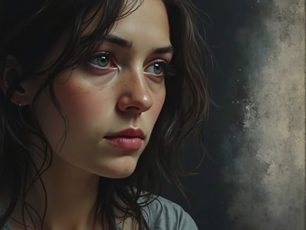 Melancholic Portrait of a Person's Past in Oil Painting