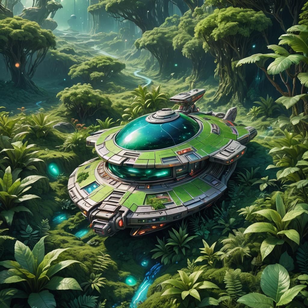 Spaceship on an Alien Planet in Astral Style