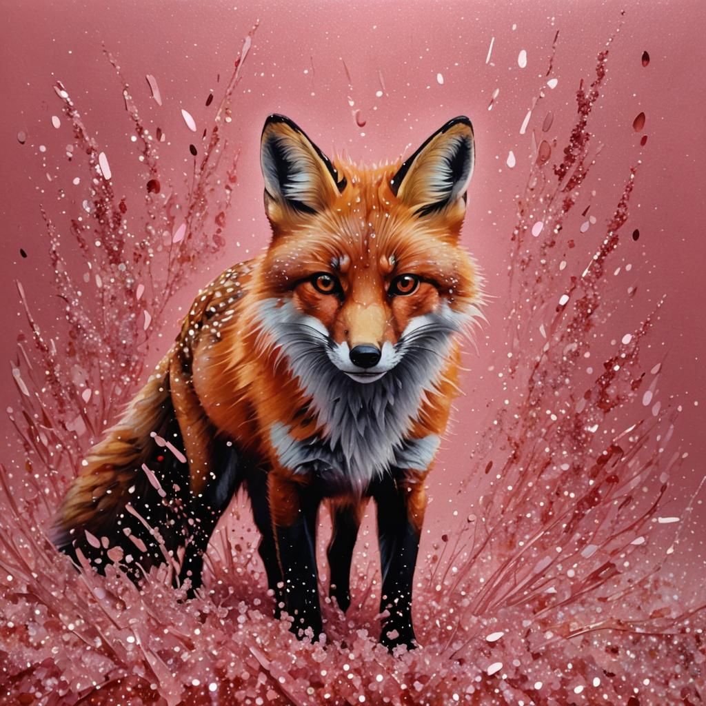 Red Fox in Monochromatic Expressionist Style