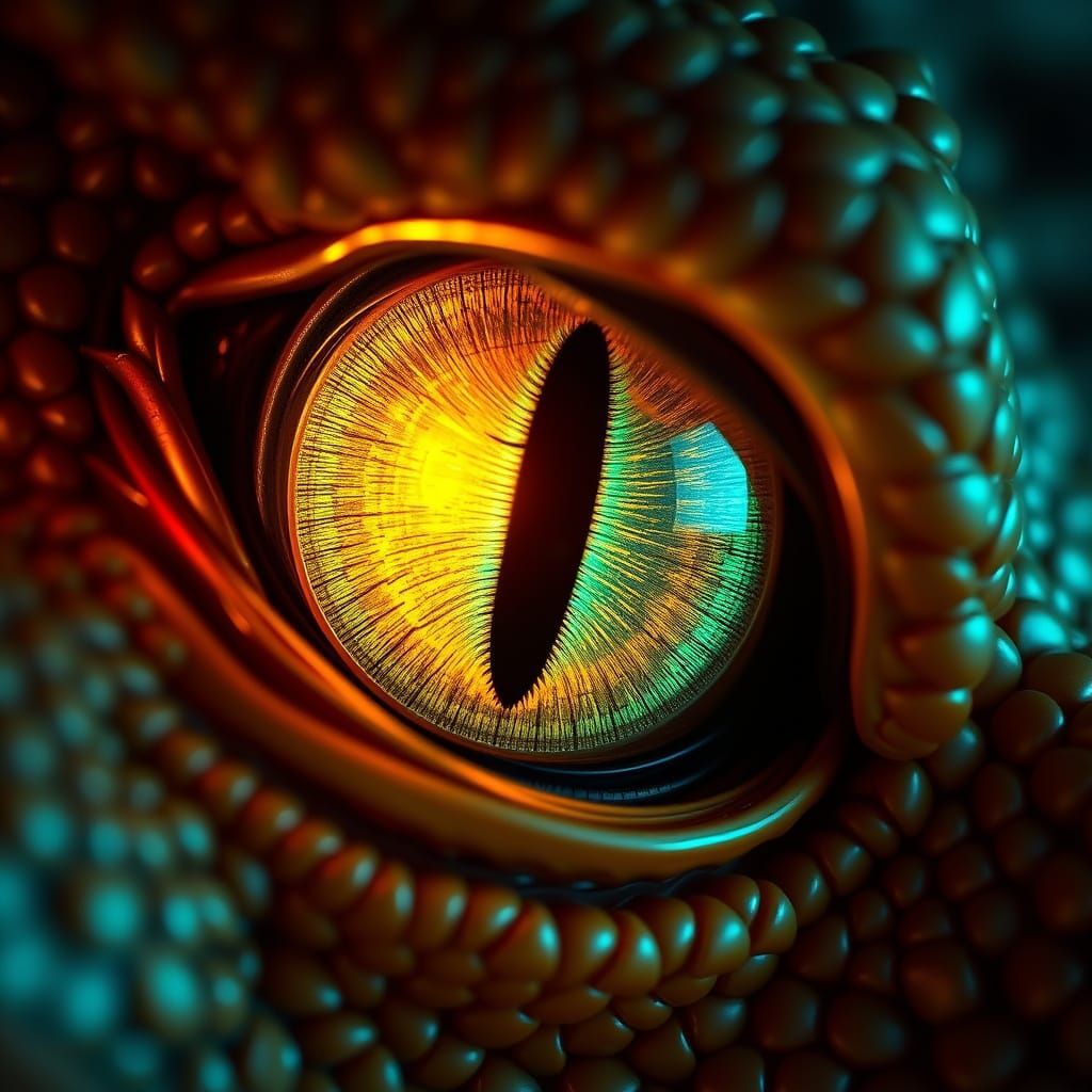 Dragon's Eye Macro: Golden Emerald Iris in Cinematic Light