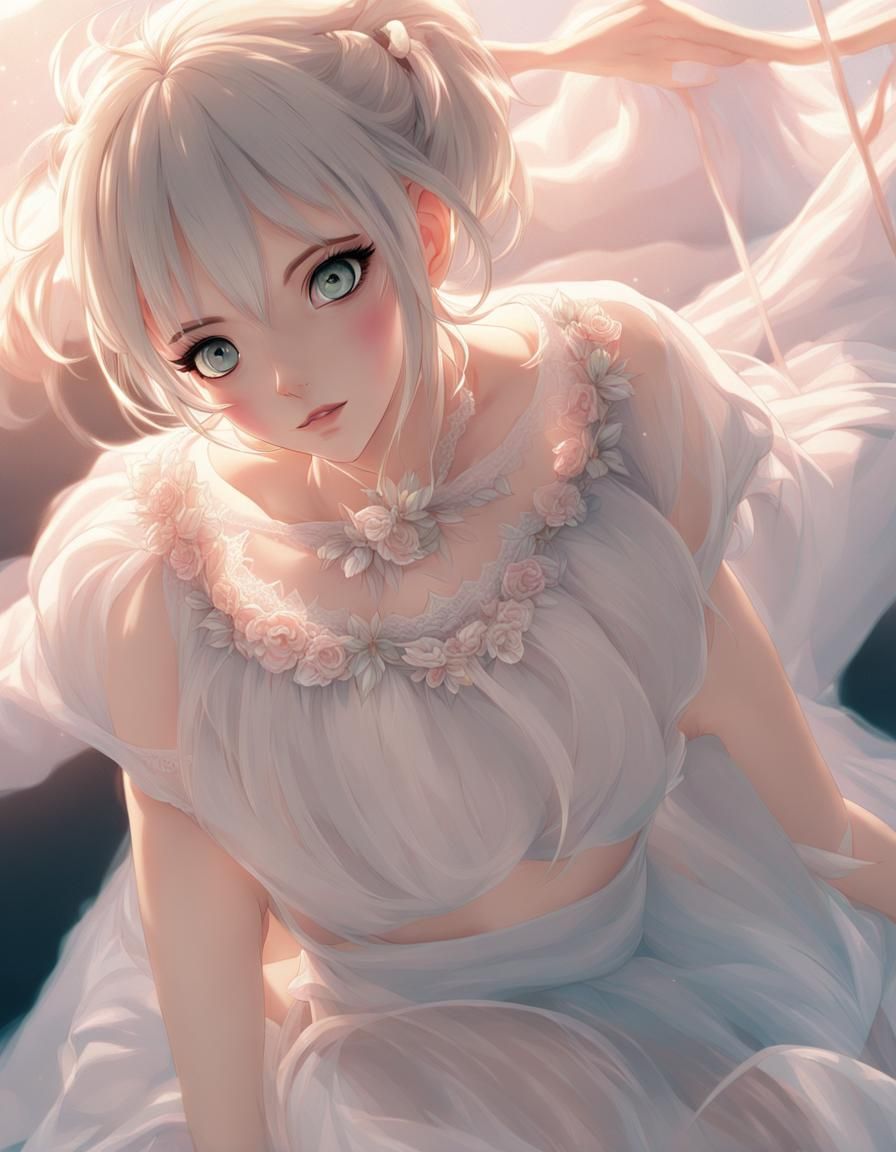 Anime Style Woman in Transparent Lingerie